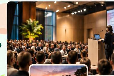 Relatrice davanti al pubblico durante una conferenza