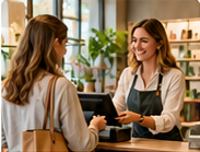 Cliente che usa un terminale POS in negozio