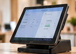 Cassa touchscreen su un bancone di negozio
