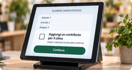 Esempio dimostrativo: schermata di cassa con l’opzione facoltativa «Aggiungi un contributo per il clima» non selezionata