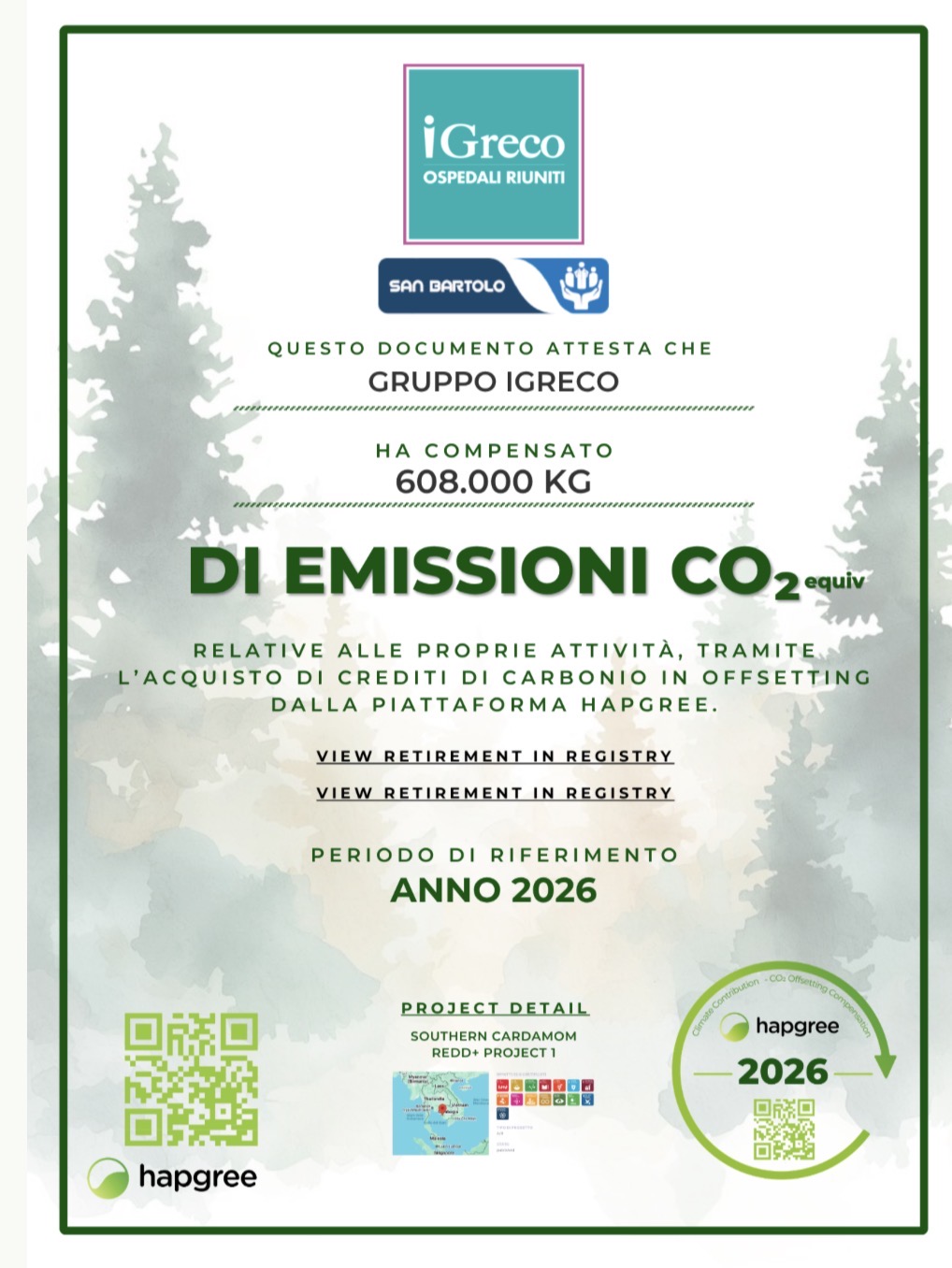 Example HapGree certificate issued to Gruppo iGreco