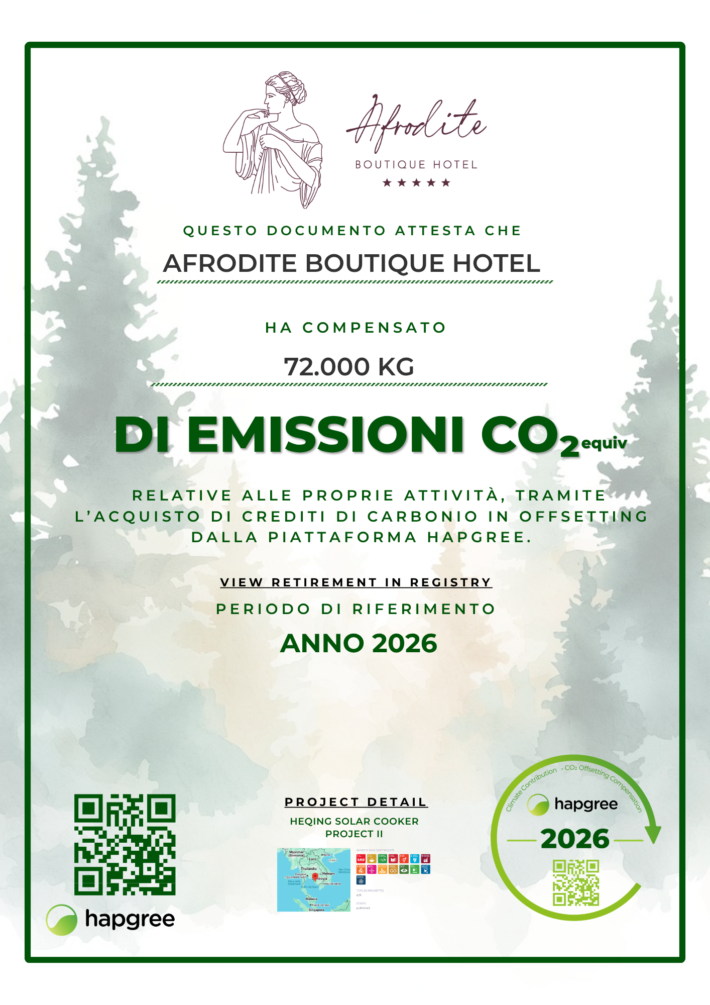 Certificate of Retirement — Afrodite Boutique Hotel
