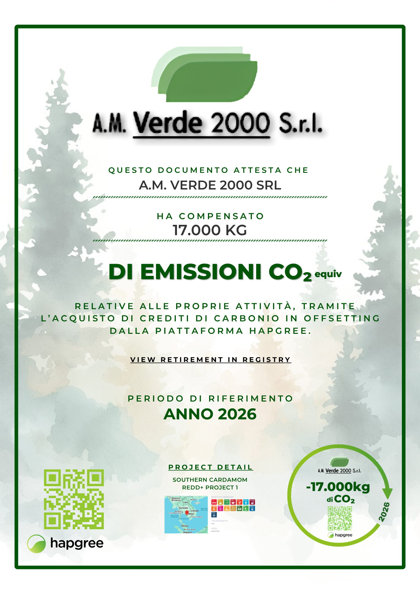 Certificate of Retirement — AM Verde Srl