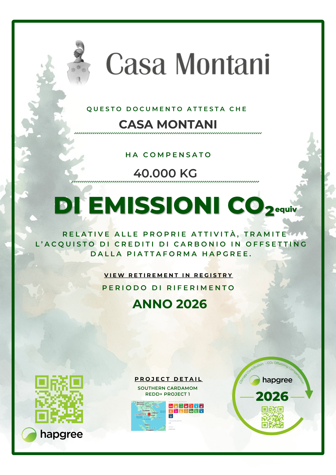 Certificate of Retirement — Casa Montani