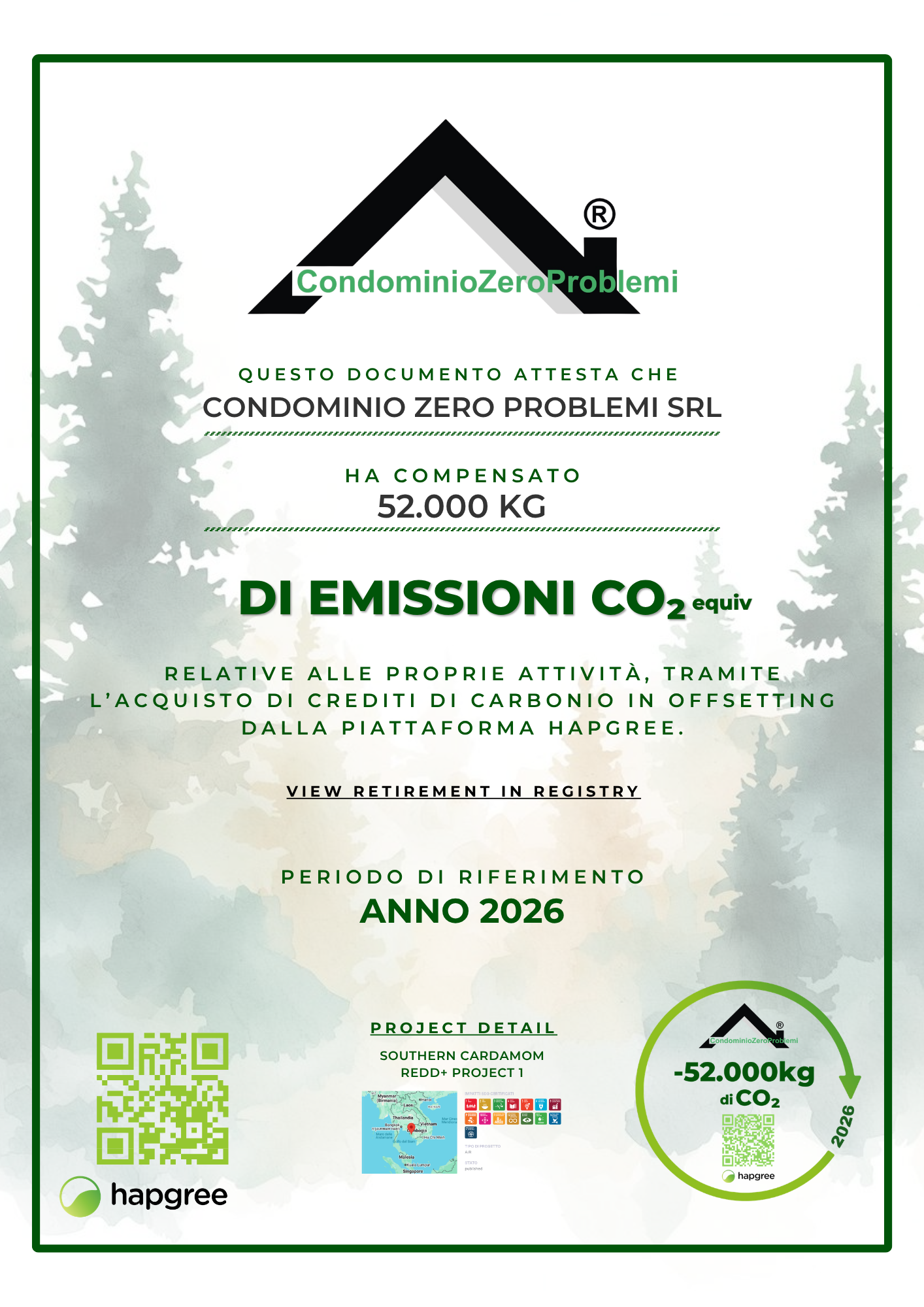 Certificate of Retirement — Condominio Zero Problemi