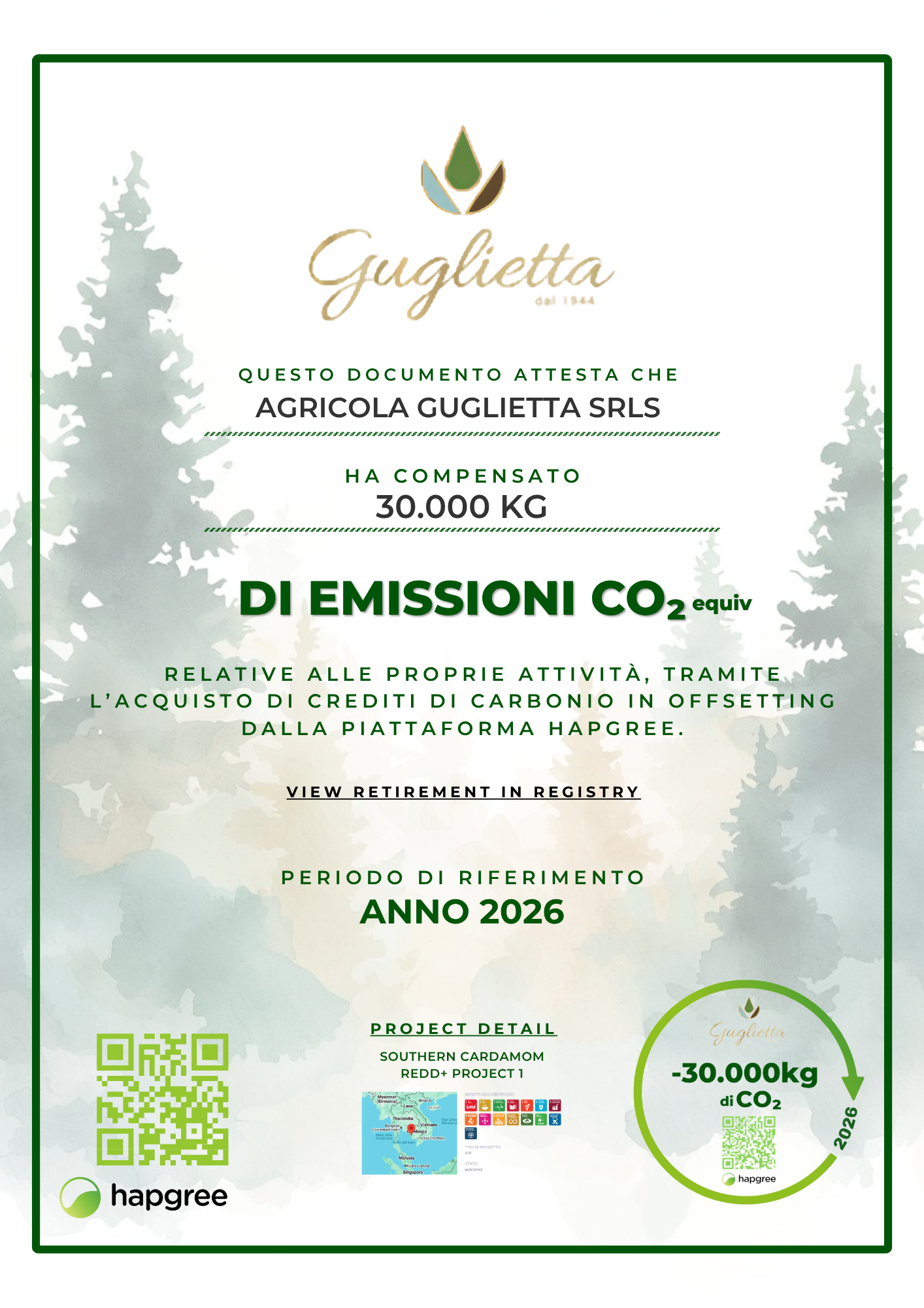 Certificate of Retirement — Frantoio Guglietta