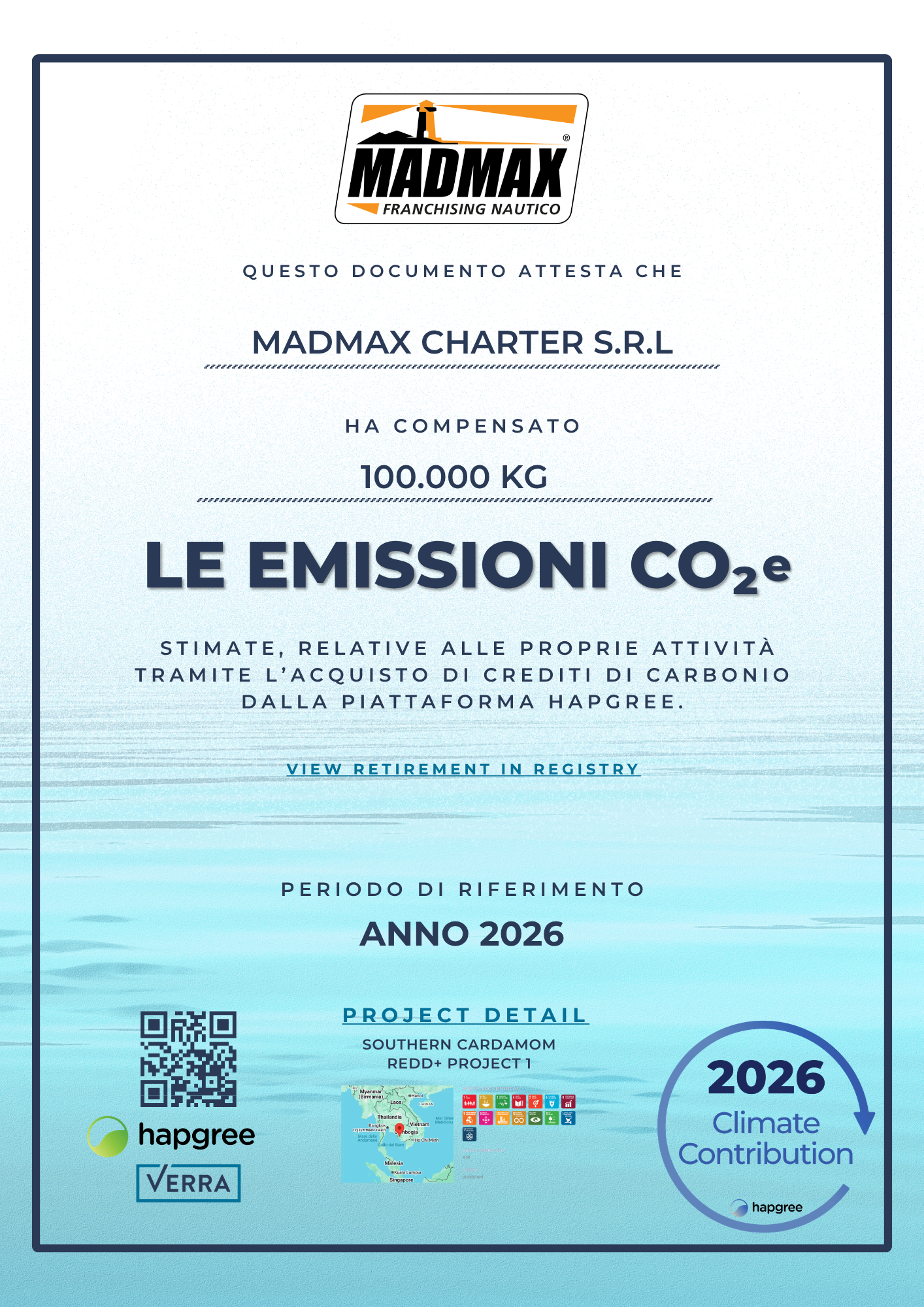 Certificate of Retirement — MadMax Franchising Nautico