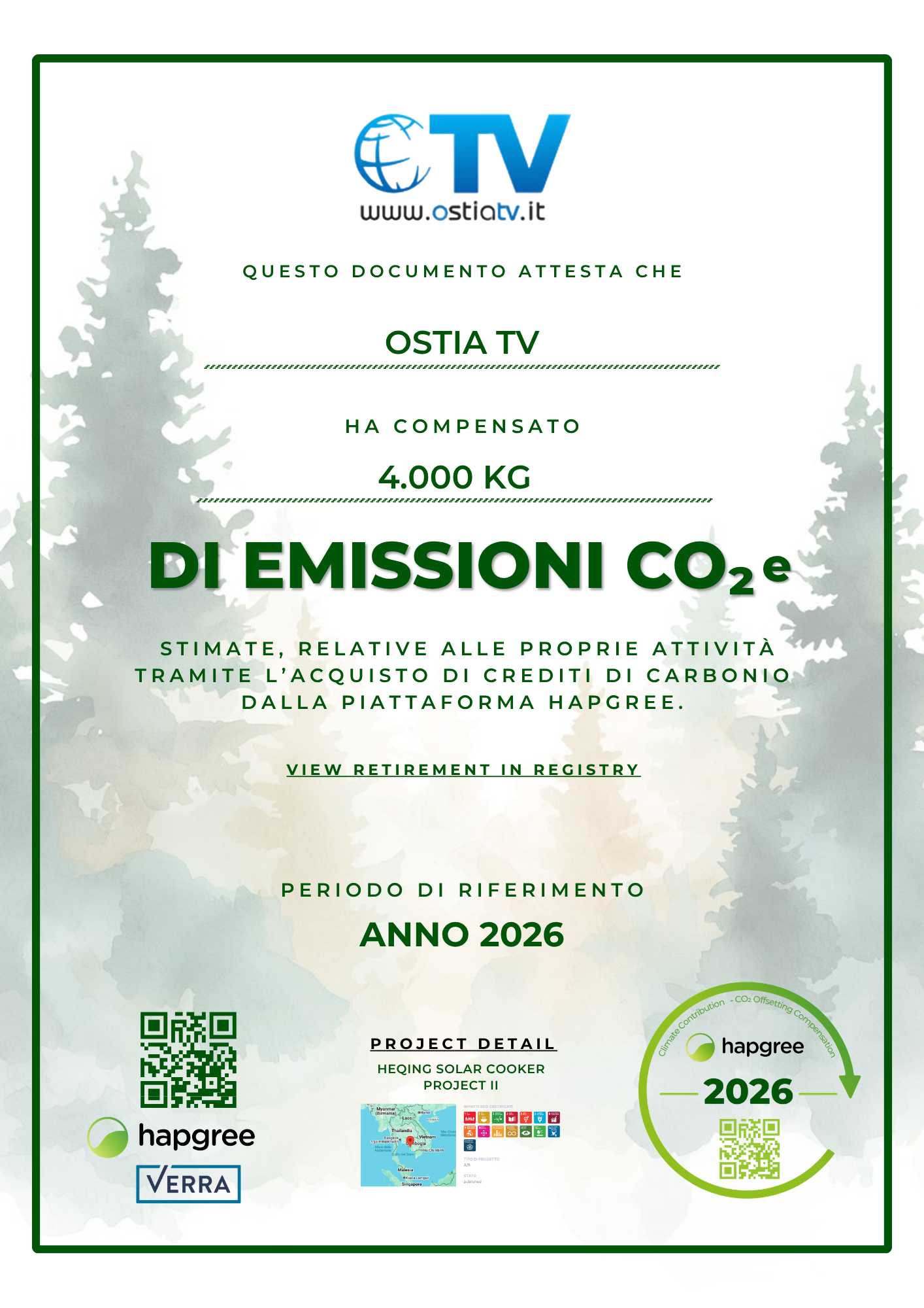 Certificate of Retirement — Ostia TV