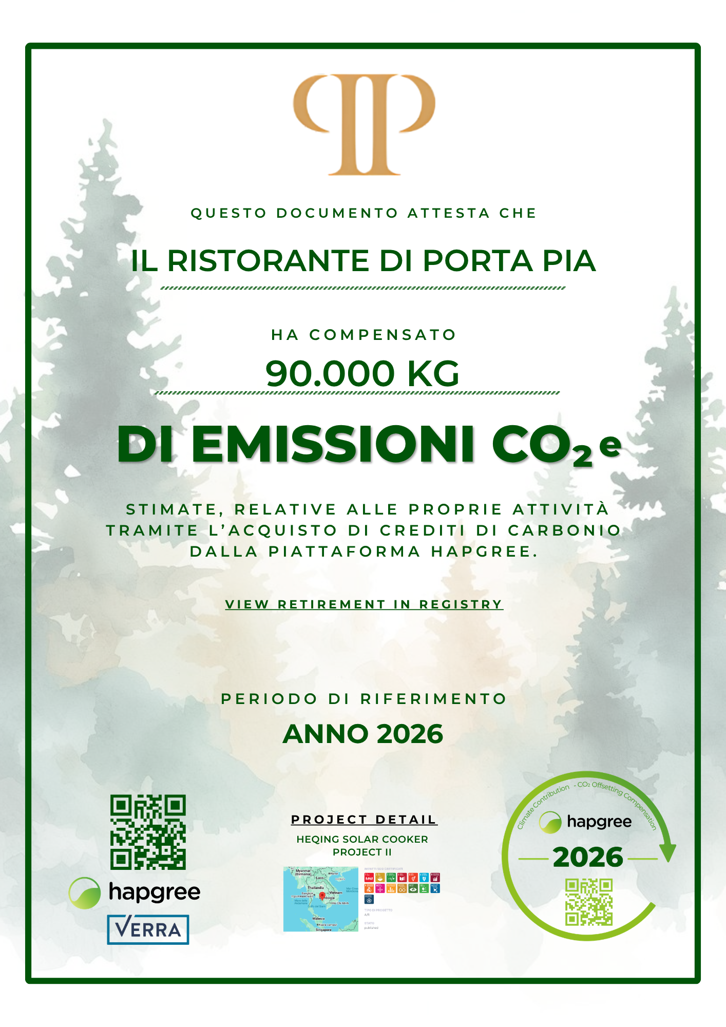 Certificate of Retirement — Il Ristorante di Porta Pia