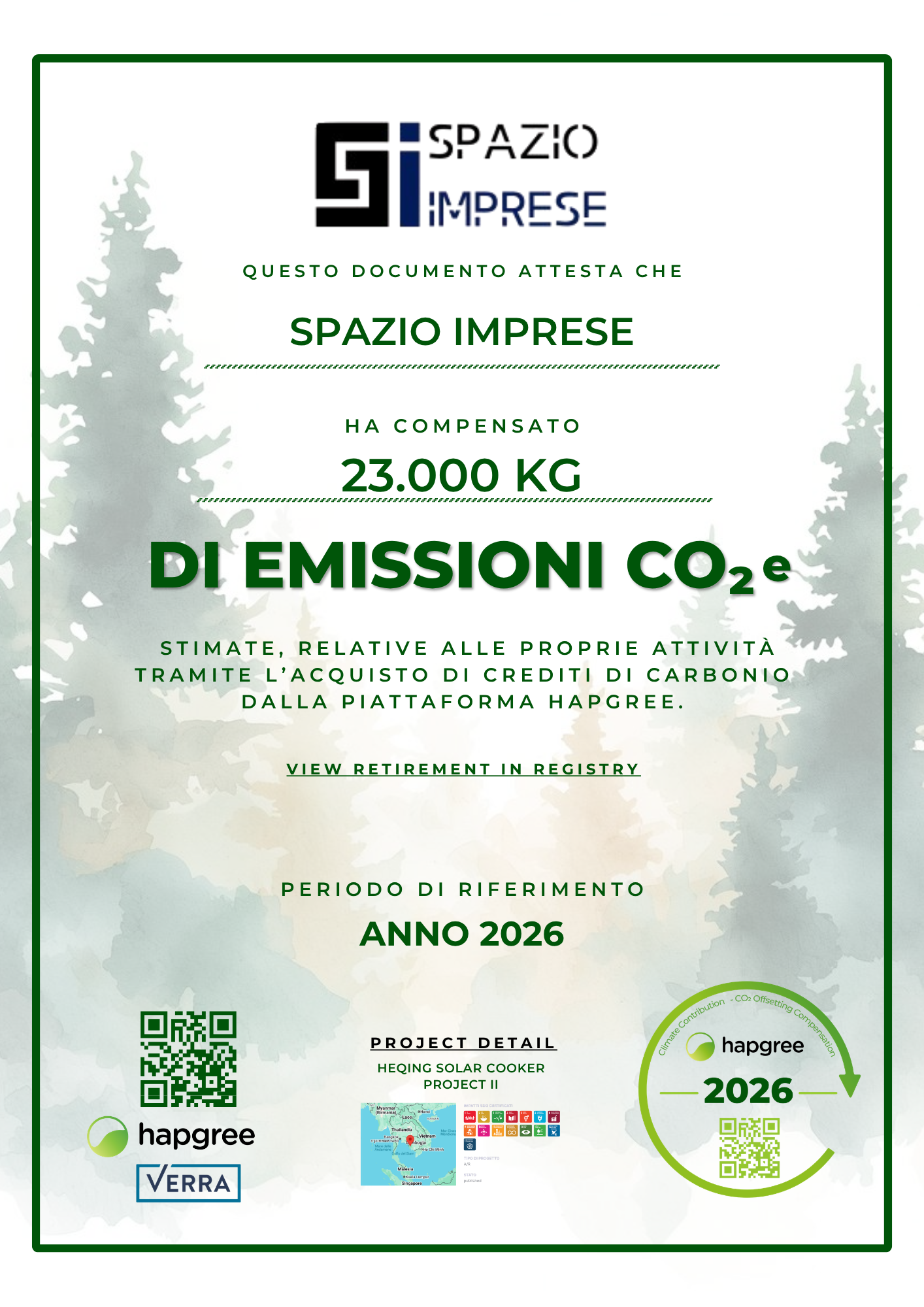 Certificate of Retirement — Spazio Imprese